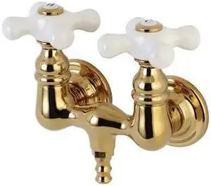 KINGSTON BRASS AE39T2 Wall-Mount Clawfoot Tub Faucet, Polished Brass, Tub Wall