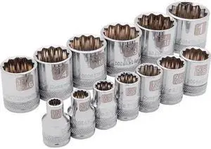 DYNAMIC D010002 Tools 3/8" Drive 13 Piece 12 Point, Standard SAE Socket Set,