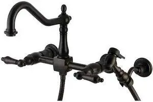 HERITAGE KS1245ALBS KS1245ALBS 2-Handle 8" Wall Mount Kitchen Faucet with Brass