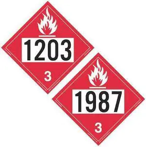 LABELMASTER ZTV0387 Placard1203 Gasoline/1987,PK25