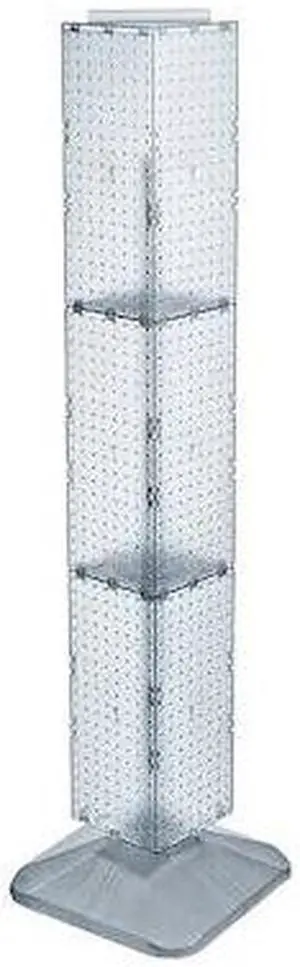 AZAR DISPLAYS 703389-CLR Four-Sided Pegboard Floor Revolving Display Panel