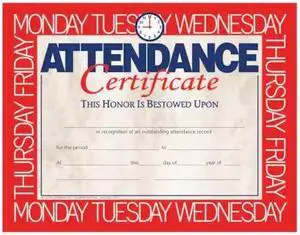 HAYES VA580-5 Attendance Certificate, PK5