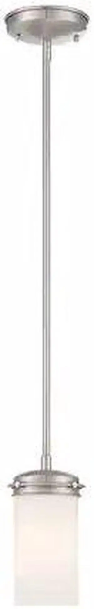 NUVO 60-615 Polaris 1 Light Mini Pendant- White Opal Glass Brushed Nicke