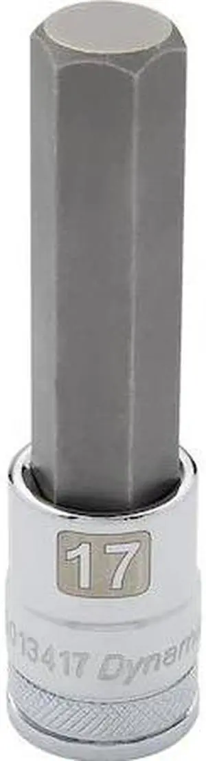 DYNAMIC D013417 Tools 1/2" Drive Metric Hex Head, 17mm Long Bit, Chrome Finish