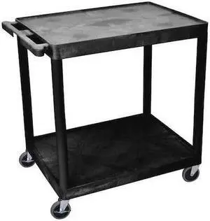 ZORO SELECT HE38-B Utility Cart with Lipped Plastic Shelves, Polyethylene, 400