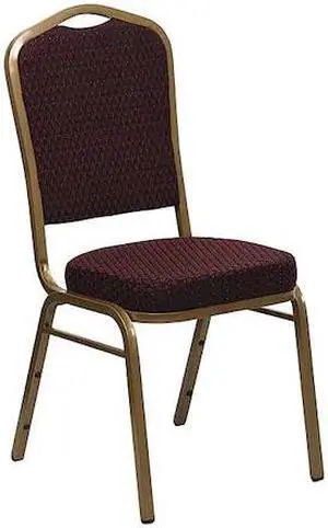 FLASH FURNITURE 4-FD-C01-ALLGOLD-EFE1679-GG Burgundy Fabric Banquet Chair,PK4