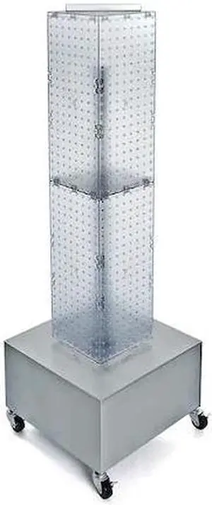 AZAR DISPLAYS 703386-CLR Four-Sided Pegboard Floor Revolving Display Panel