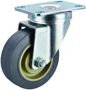 ZORO SELECT P12S-PRP035B-12 Swivel Plate Caster,Rubber,3-1/2 in,250 lb,Gry