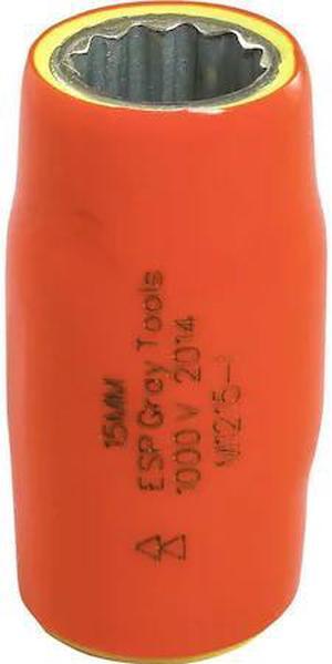 GRAY TOOLS M1215-I 15mm X 1/2" Drive, 12 Point Standard Length, 1000V Insulated