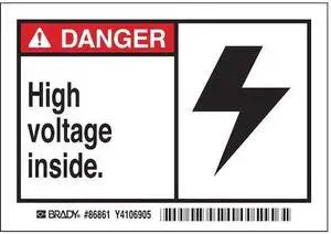 BRADY 86861 Machine/Equipment Label,3 1/2 In. H,PK5