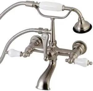 KINGSTON BRASS AE553T8 Wall-Mount Clawfoot Tub Faucet, Brushed Nickel, Tub Wall