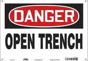 CONDOR 476L48 Safety Sign, 10 in Height, 14 in Width, Aluminum, Horizontal