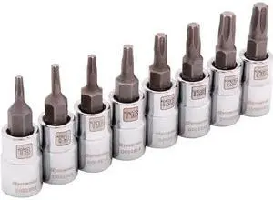 DYNAMIC D004009 Tools 1/4 Drive 8 Piece Standard, Torx Socket Set, T8 - T30