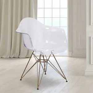 2 Pk. Allure Series Transparent Side Chair with Gold Frame