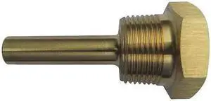 ZORO SELECT 24C469 Bimetal Thermowell,Brass,1/2 NPSM