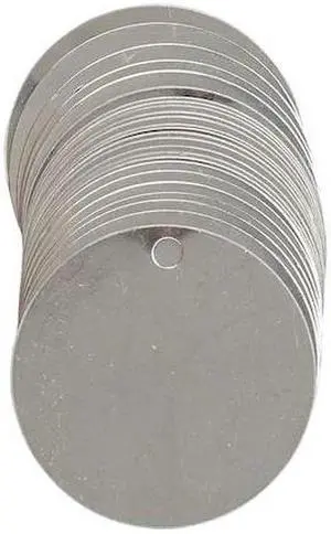 BRADY 44402 Blk Tag,2 x 2 In,Stl,Sst,Rnd,PK25