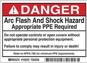 BRADY 103532 Arc Flash Protect. Lbl,3-1/2inHx5inW,PK5