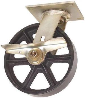ZORO SELECT 1NVH5 Swivel Plate Caster,Cast Iron,5 in,1200 lb,Blk