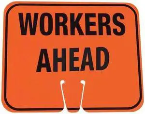 ZORO SELECT 03-550-WAH Traffic Cone Sign,Org/Blk,Workers Ahead