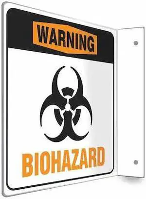 CONDOR 480W65 High Visibility Safety Sign, 8 in H, 8 in W, PETG, L-Shape