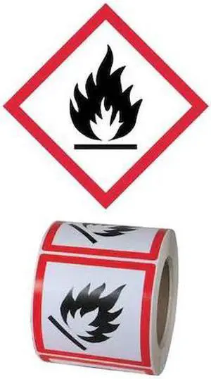 GHS SAFETY GHS1261 Pictogram Label,Flame Hazard,PK500