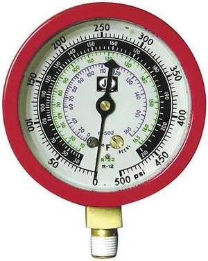 JB INDUSTRIES M2-895 Gauge,3-1/8 In Dia,High Side,Red,800 psi