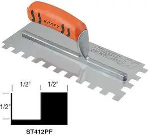 SUPERIOR TILE CUTTER AND TOOLS ST412PF Trowel,Sqr Notch,For Lrg Ceramic/Quarry