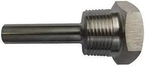 ZORO SELECT 24C461 Bimetal Thermowell, 316SS, 1/2 NPSM, Bore Dia.: 0.26 in