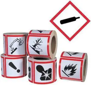 GHS SAFETY GHS1258 Pictogram Label,Gas Cylinder,PK500