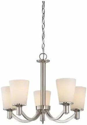 NUVO 60-5825 Laguna 5 Light Hanging Fixture White Glass Brushed Nickel NUVO 60-5825 Laguna 5 Light Hanging Fixture White Glass Brushed Nickel