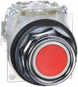 SCHNEIDER ELECTRIC 9001KR1RH13 Flush Push Button Operator, 30 mm, SPDT, Red