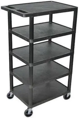 ZORO SELECT BC50-B Utility Cart with Lipped Plastic Shelves, Polyethylene, 300