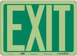 CONDOR 480L52 Exit Sign, English, 14" W, 10" H, Aluminum, Green, White