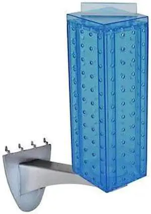 AZAR DISPLAYS 700231-BLU Four-sided 4"W x 12"H Pegboard Tower W/ Extension Rod