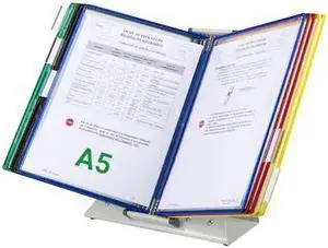 TARIFOLD D291A5 Desk Display Unit, 10 A5 Size Assorted Color Pockets