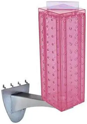 AZAR DISPLAYS 700231-PNK Four-sided 4"W x 12"H Pegboard Tower W/ Extension Rod
