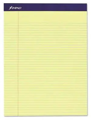 Ampad 20215 Mead Legal Ruled Pad, 8 1/2 X 11, Canary, 50 Sheets, 4 Pads/Pack