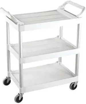 RUBBERMAID COMMERCIAL RUB440W Rubbermaid Service Cart, 34" x 19" x 38", White,
