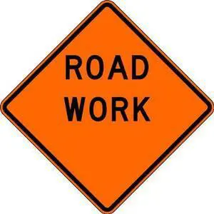 LYLE W20-100-30HA Road Sign,Road Work,30 x 30In