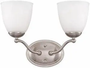 NUVO 60-5032 Patton 2 Light Vanity Fixture Frosted Glass Brushed Nickel