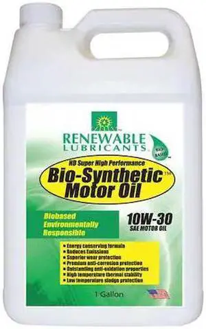 RENEWABLE LUBRICANTS 85173 Engine Oil, 10W-30, Bio-Synthetic, 1 Gal.
