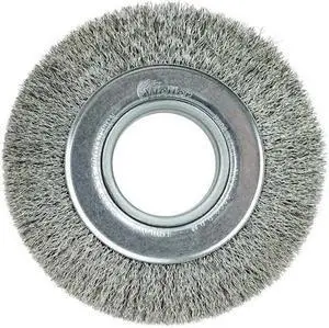 WEILER 6450 6" Medium Face Crimped , .0118" Stainless Steel Fill, 2" Arbor Hole