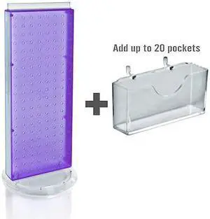 AZAR DISPLAYS 700505-PUR 20 Pocket Revolving Pegboard Gift Card Kit for