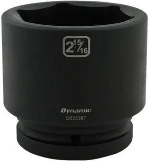DYNAMIC D025387 1" Drive Standard Socket, Black Phosphate, Tools 2-15/16" X 1"