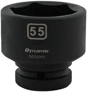 DYNAMIC D025055 1" Drive Standard Socket, Black Phosphate, Tools 55MM X 1"