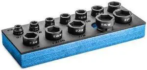 CAPRI TOOLS CP53450 3/8 in. Drive Stubby Impact Socket Set, SAE, 5/16 to 1 in.,