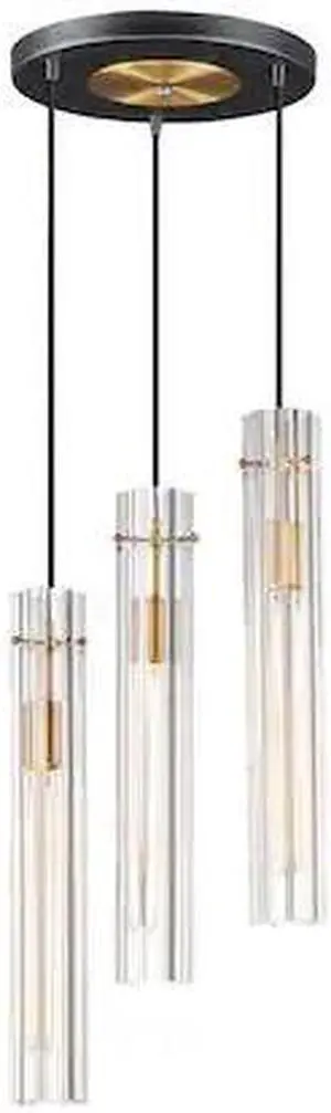 MAXIM 16123CLBKAB Flambeau 3-Light 12.75" Wide Black / Antique Brass Chandelier