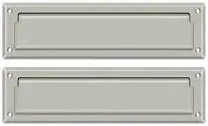 13.13 in. Solid Brass Mail Slot w Back Plate (Satin Nickel)