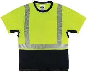 ERGODYNE 8283BK 3XL Lime Performance Hi-Vis T-Shirt Black Bottom