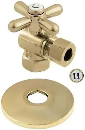 KINGSTON BRASS CC33102XK 3/8" IPSx3/8" OD Comp Quarter-Turn Angle Stop Valve W/